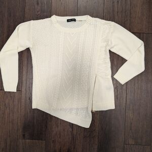Ivanka Trump Cream Cable-Knit Crewneck Sweater